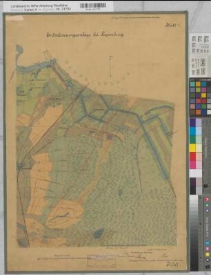 Papenburg (Papenburg) Entwässerungsanlage der Moore 1892 1 : 21 333 1/3 70 x 50 kol. Zeichnung Stosch, Wasserbauinspektor Wasser- und Schiffahrtsdirektion Münster