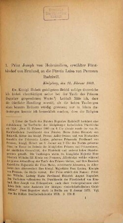Monumenta literaria Warmiensia : Briefe, Tagebücher und Regesten des Fürstbischofs von Ermland Joseph v. Hohenzollern (1776 - 1836)