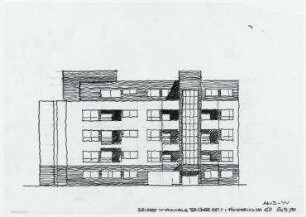 Wohnhaus Brüderstraße (nicht realisiert) – Westansicht. Berlin-Spandau, Brüderstraße 7, Földerichstraße 62