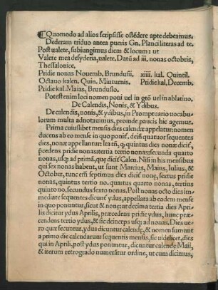 De Calendis, Nonis, & Ydibus.