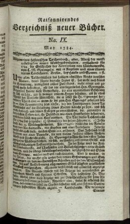 No. IX. May 1784.