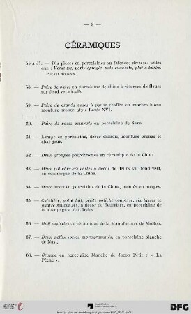 Céramiques (Nr. 55-74)
