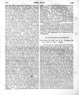 Vom Leben der Erde von E. M. Tübingen, bey Cotta. 1807. 8. 164 S.