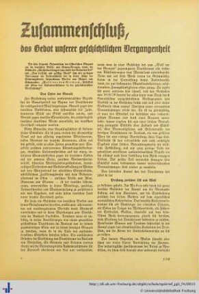 Zusammenschluß, das Gebot unserer geschichtlichen Vergangenheit.