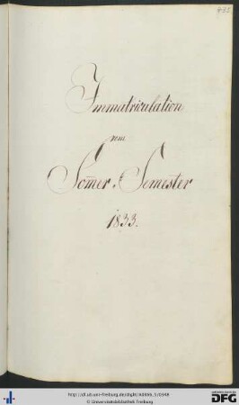 [S. 435] Sommersemester 1833
