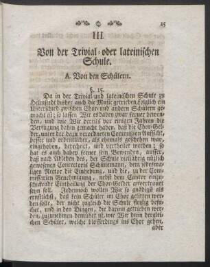 III. Von der Trivial- oder lateinischen Schule