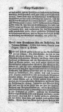 Briefe eines Protestanten über die Aufhebung des Jesuiter-Ordens. St.1-3.