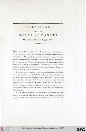 7: Relazione degli scavi di Pompei : da Ottobre 1830 a Maggio 1831
