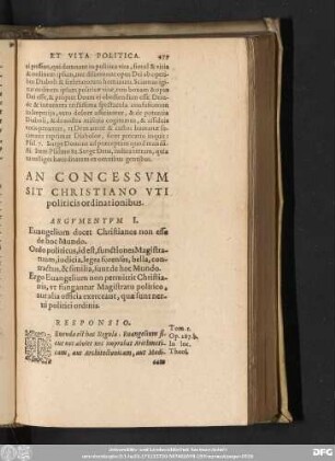 An Concessum Sit Christiano Uti politicis ordinationibus.