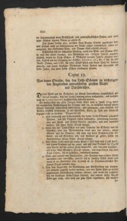 Caput 13. Von denen Strafen, bey den Teich-Schauen zu verfertigenden Angebothen anwachsenden grossem Wasser und Durchbrüchen.