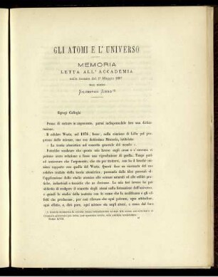 GLI ATOMI E L ´UNIVERSO MEMORIA LETTA ALL' ACCADEMIA