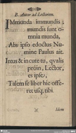 B. Autor ad Lectorem