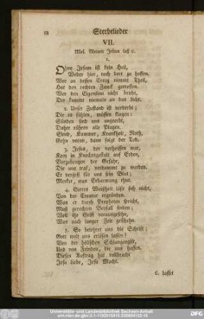 VII. Mel. Meinen Jesum laß [et]c.