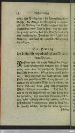 Die Heilung der hysterisch hypochondrischen Nervenkrankheiten