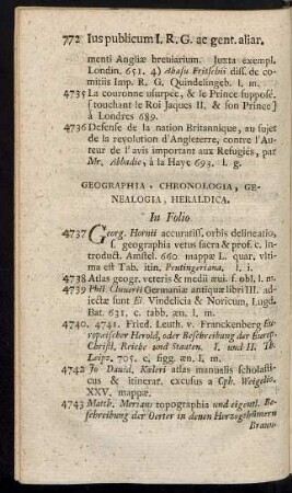 Geographia, Chronologia, Generalogia, Heraldica