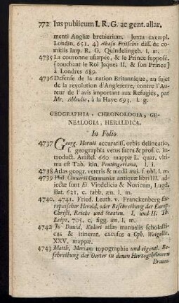 Geographia, Chronologia, Generalogia, Heraldica