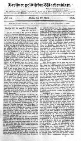 No 15, 9. April 1836