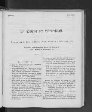 11te Sitzung der Bürgerschaft.