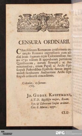 Censura Ordinarii.