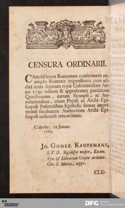 Censura Ordinarii.