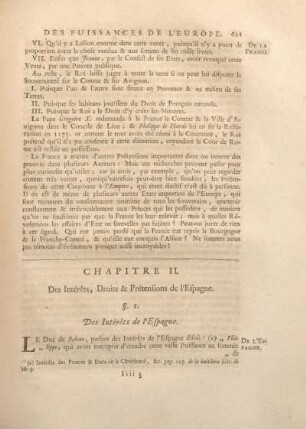 Chapitre II. Des Intérets, Droits & Prétensions de l'Espagne.