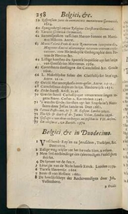 258-259, Belgici, & c. in Duodecimo.