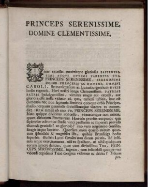 Princeps Serenissime, Domine Clementissime! Praefatio.
