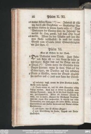 Psalm XI. Gott ist Schutz in der Noth.
