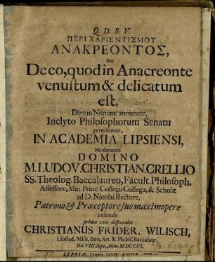 Peri Charientismu Anakreontos, Seu De eo, quod in Anacreonte venustum & delicatum est
