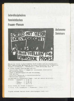 Interdisziplinäres feministisches Frauen-Plenum