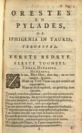 Orestes En Pylades, Of Iphigenia In Tauris : Treurspel