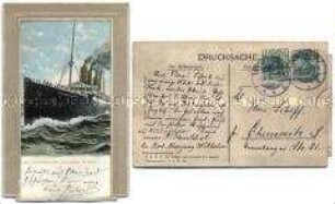 Postkarte des Dampfers "Kronprinz Wilhelm" mit Leporello