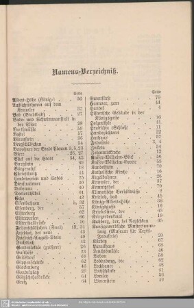 Namens-Verzeichniß