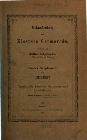 Urkundenbuch des Klosters Germerode