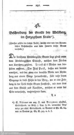 48. Beschreibung der Grotte bey Adelsberg, im Herzogthum Krain