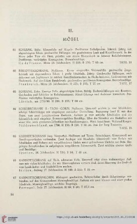 III. Möbel (Nr. 61 - 151)