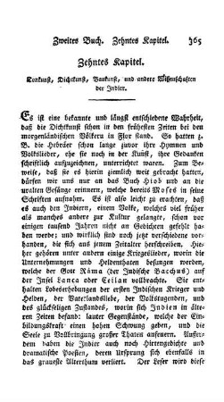 Zehntes Kapitel - Tonkunst, Dichtkunst, Baukunst, und andere Wissenschaften der Indier