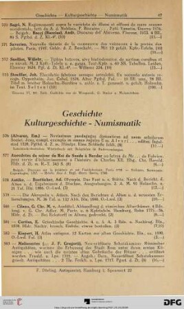 Geschichte, Kulturgeschichte, Numismatik (Nr. 576-768)