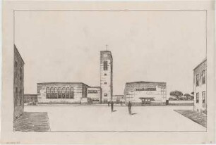 Billing, Hermann; Rheinfelden (Baden-Württemberg); Ev. Kirche - Perspektivische Straßenansicht