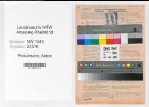 Entnazifizierung Anton Pinkelmann , geb. 14.04.1890 (Hausmeister)