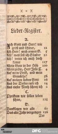 Lieder-Register.