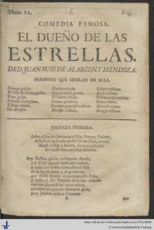 Comedia Famosa. El Dueno De Las Estrellas.
