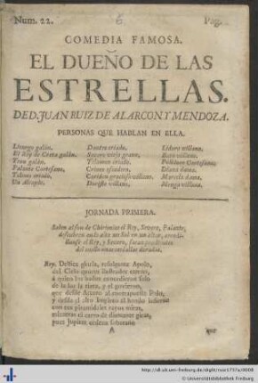 Comedia Famosa. El Dueno De Las Estrellas.