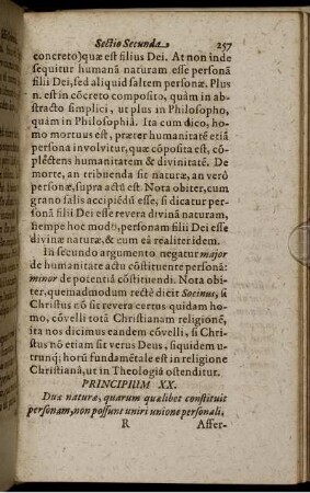 Principium XX. Duae naturae, quarum quaelibet constituit personam, non possunt uniri unione personali.