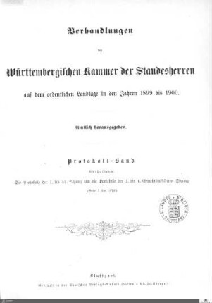 2,24: Landtag Württemberg - Kammer 1, Protokolle 1899-1900