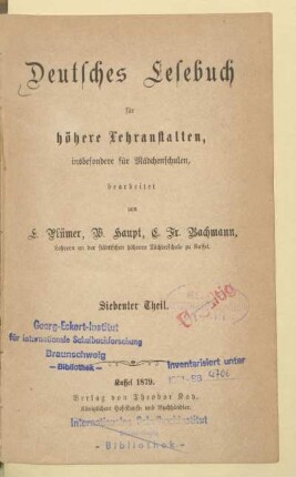 Theil 7, [Schülerband]: [Theil 7, [Schülerband]]
