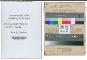 Entnazifizierung Herbert Koenig , geb. 12.12.1903 ()