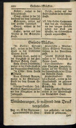 Veränderungen, so während dem Druck vorgefallen