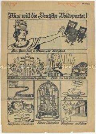 Illustrierter Sonderdruck (Bilderbogen) zu den Zielen der Deutschen Volkspartei zur Landtagswahl in Hamburg 1924