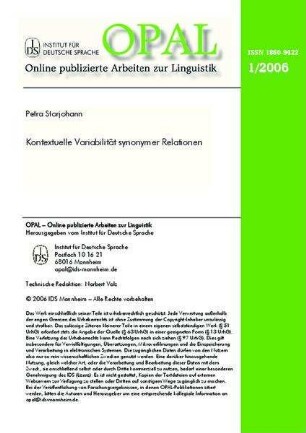 Kontextuelle Variabilität synonymer Relationen